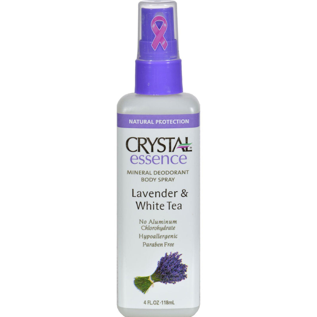 Crystal Essence Mineral Deodorant Body Spray Lavender And White Tea - 4 Fl Oz