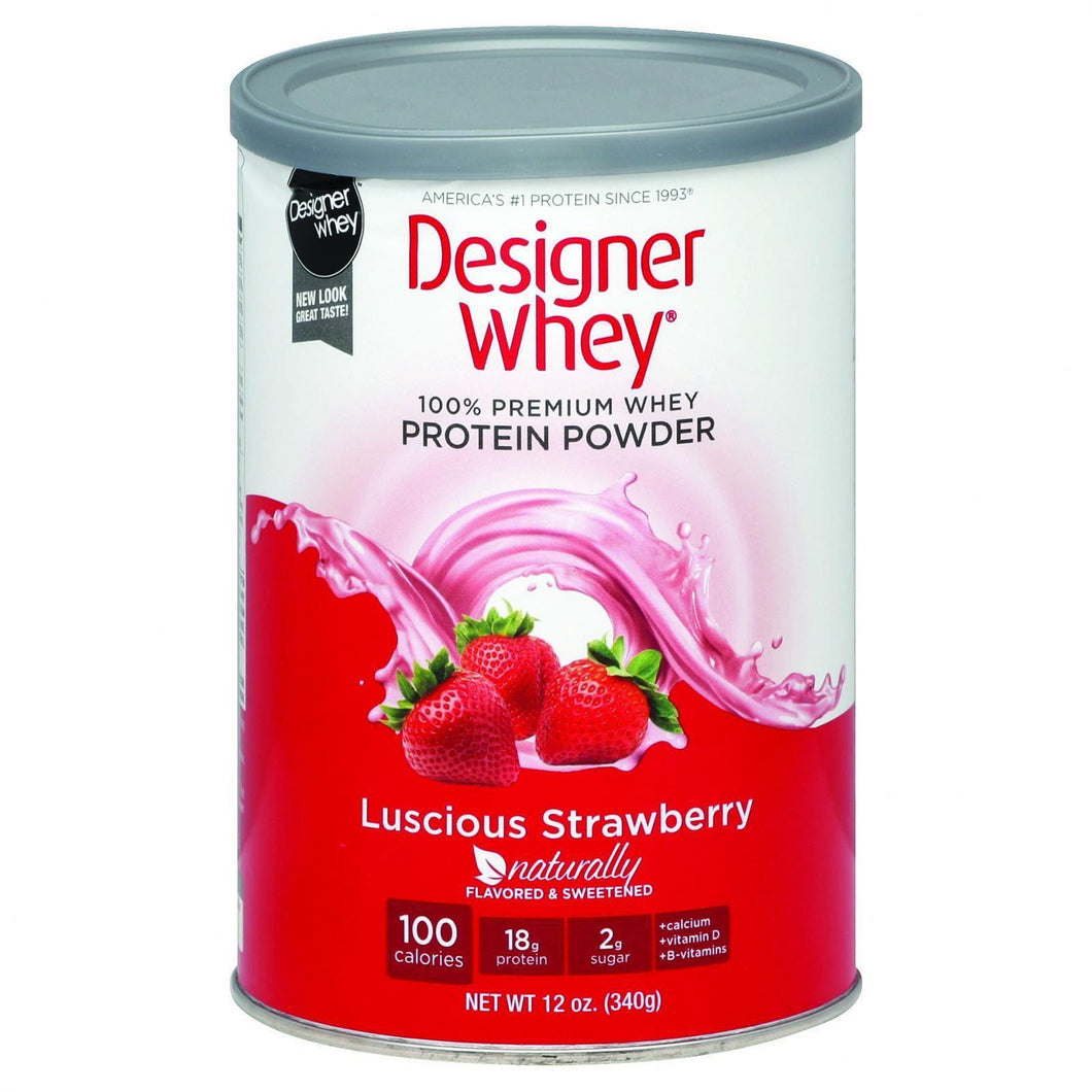 Designer Whey Protein Powder - Natural Whey - Luscious Strawberry - 12 Oz