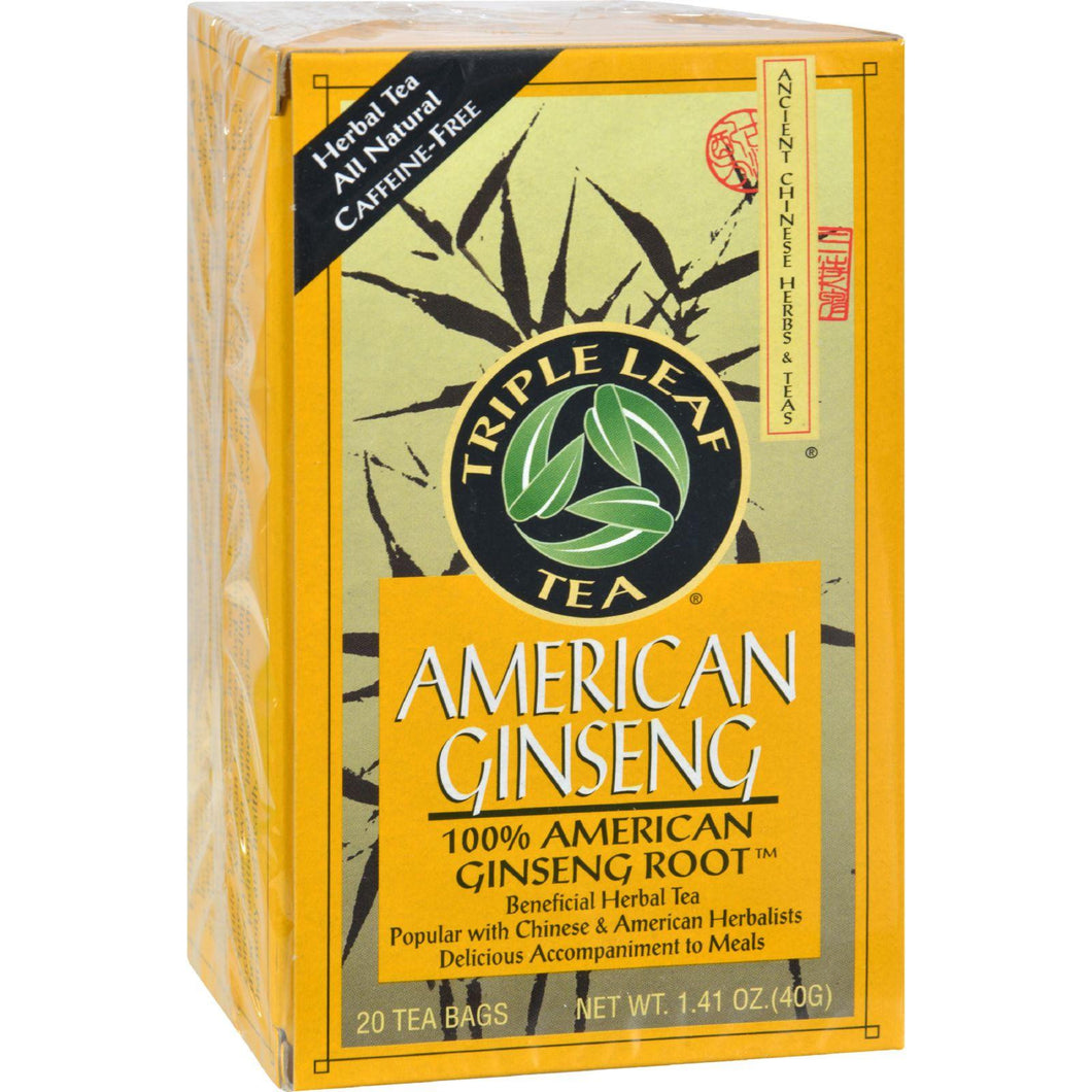 Triple Leaf Tea American Ginseng - Caffeine Free - Case Of 6 - 20 Bags