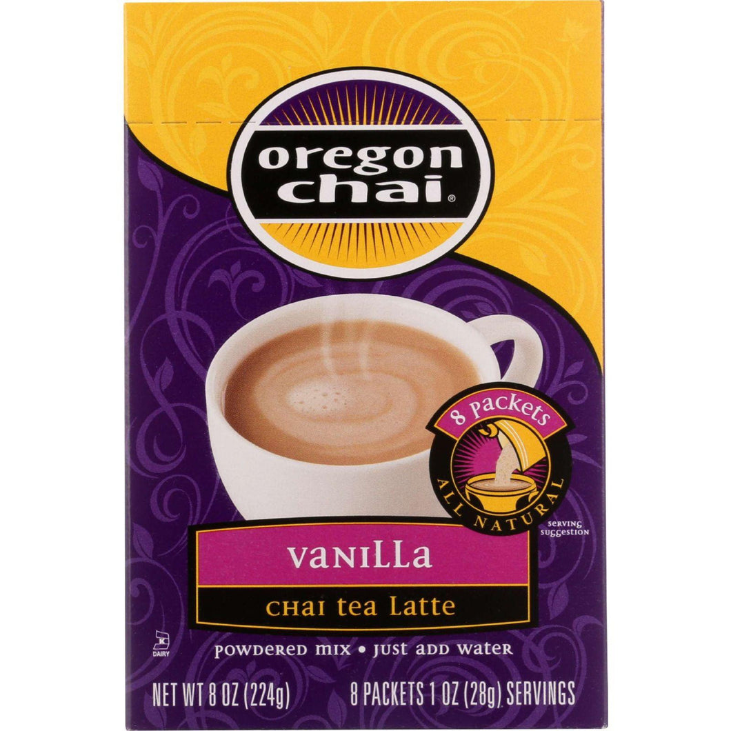 Oregon Chai Chai Tea Latte Mix - Vanilla - Powedered - 8 Count - Case Of 6