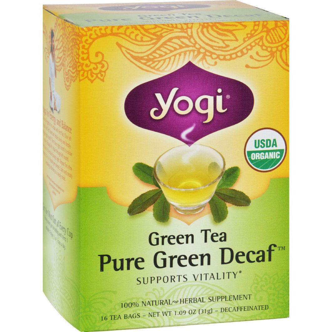 Yogi Organic Green Tea Caffeine Free - 16 Tea Bags - Case Of 6