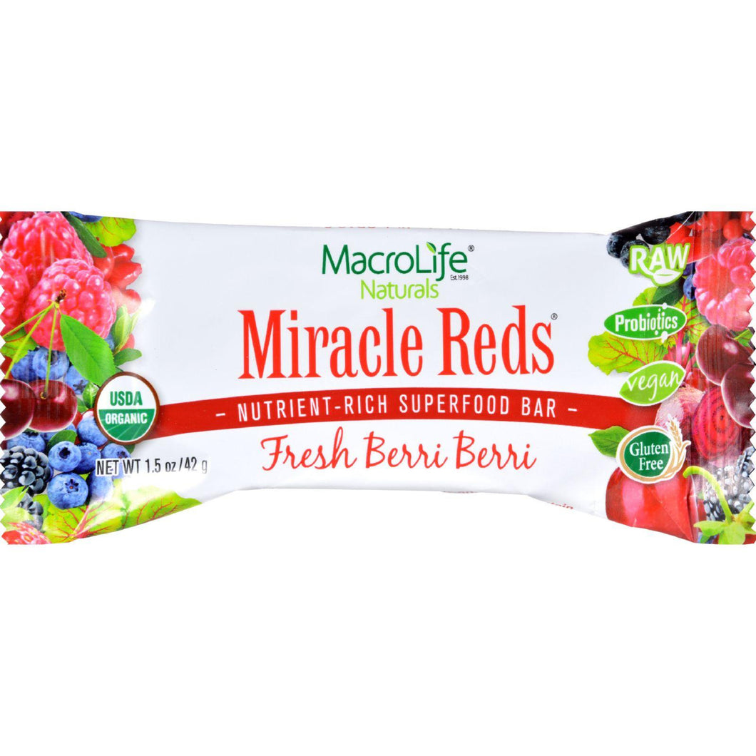 Macrolife Naturals Miracle Red Bar - Fresh Berri Berri - Case Of 12 - 1.5 Oz