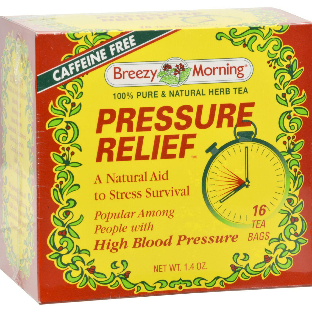 Breezy Morning Teas Pressure Relief 100% Pure And Natural Herb Tea Caffeine Free - 16 Bags