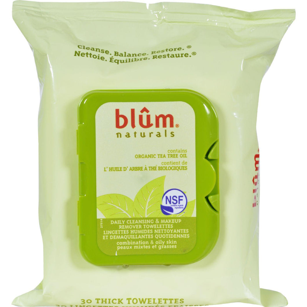 Blum Naturals Organic Tea Tree Oil Towelettes - 30 Towelettes - Case Of 3