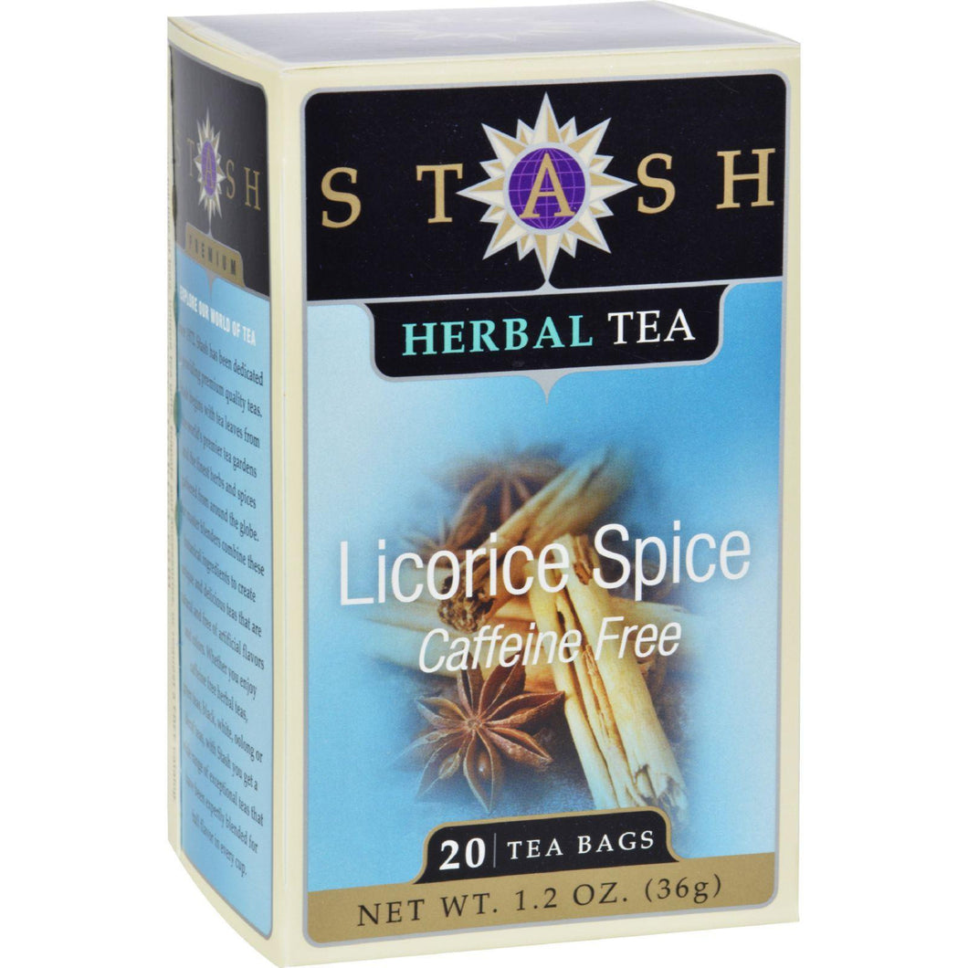 Stash Tea Company Premium Licorice Spice Herbal Tea - Caffeine Free - Case Of 6 - 20 Bags