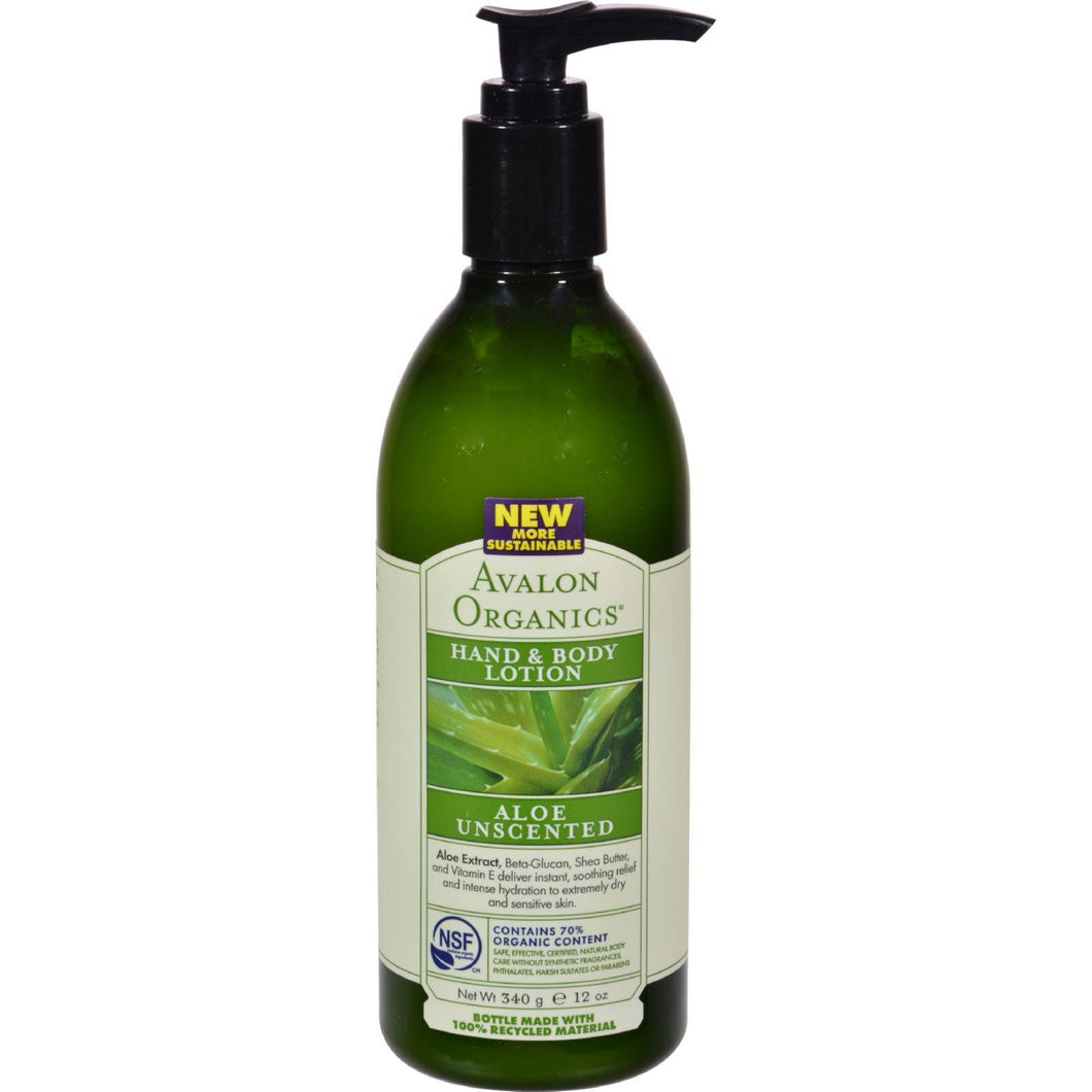 Avalon Organics Hand And Body Lotion Aloe Unscented - 12 Fl Oz