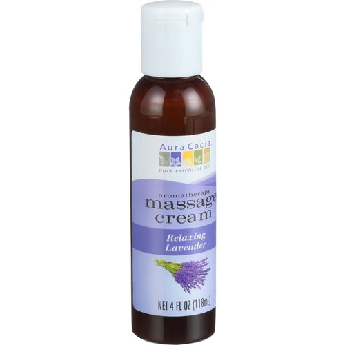 Aura Cacia Aromatherapy Massage Cream - Lavender - 4 Oz