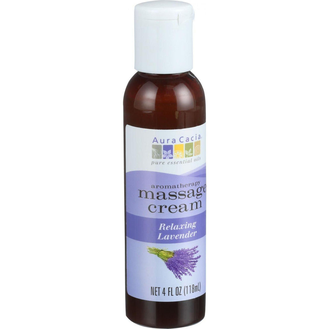 Aura Cacia Aromatherapy Massage Cream - Lavender - 4 Oz