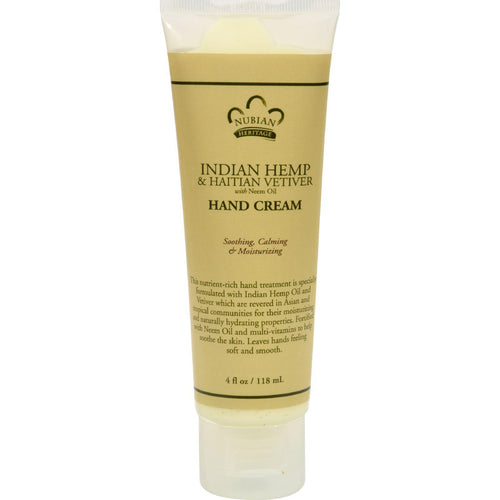 Nubian Heritage Hand Cream Indian Hemp And Haitian Vetiver - 4 Oz