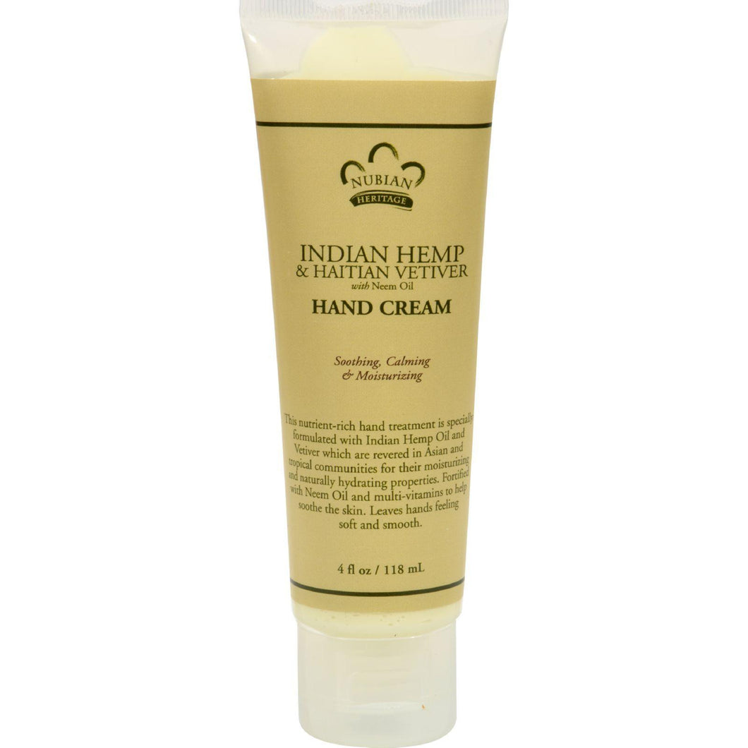 Nubian Heritage Hand Cream Indian Hemp And Haitian Vetiver - 4 Oz