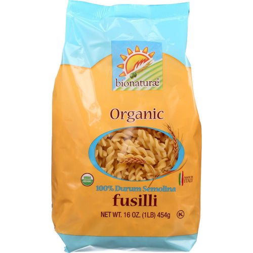 Bionaturae Pasta - Organic - 100 Percent Durum Semolina - Fusilli - 16 Oz - Case Of 12