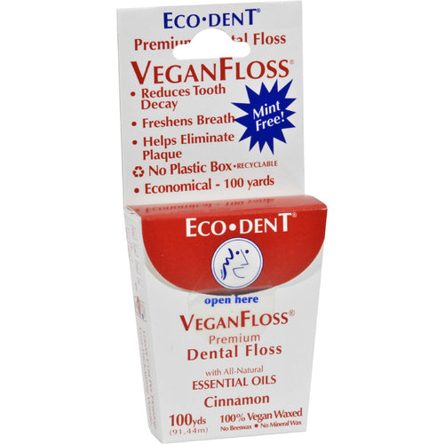 Eco-dent Veganfloss Premium Dental Floss Cinnamon - 100 Yards - Case Of 6