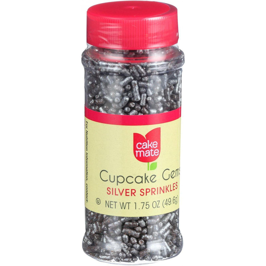 Cake Mate Decorating Cupcake Gems - Silver Sprinkles - 2.2 Oz - Case Of 6