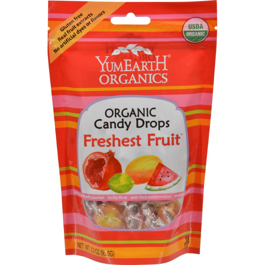 Yummy Earth Organic Candy Drops Freshest Fruit - 3.3 Oz - Case Of 6