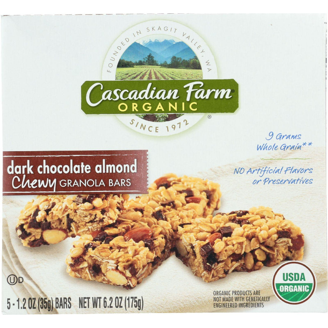 Cascadian Farm Granola Bar - Organic - Chewy - Dark Chocolate Almond - 6.2 Oz - Case Of 12