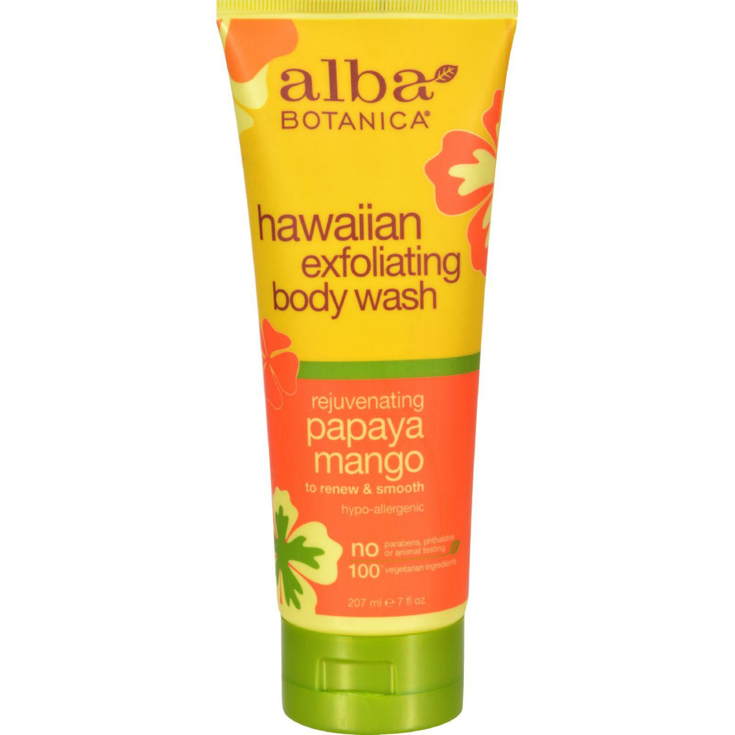 Alba Botanica Hawaiian Body Wash Exfoliating Papaya Mango - 7 Fl Oz