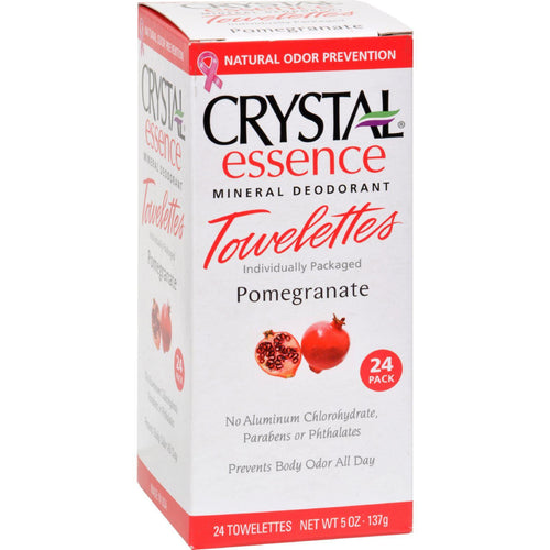 Crystal Essence Mineral Deodorant Towelettes Pomegranate - 24 Towelettes