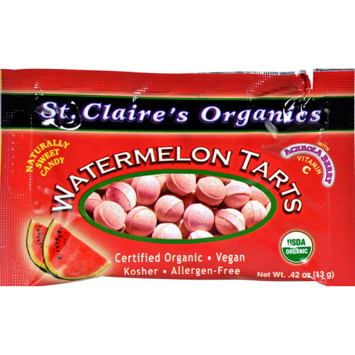 St Claire's Organic Watermelon Tart Pouches - Case Of 12 - .56 Oz
