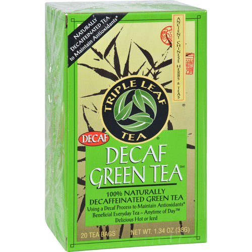 Triple Leaf Tea Decaffeinated Green Tea - 20 Tea Bags - Case Of 6