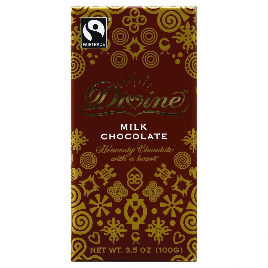 Divine Chocolate Bar - Milk Chocolate - 3.5 Oz Bars - Case Of 10