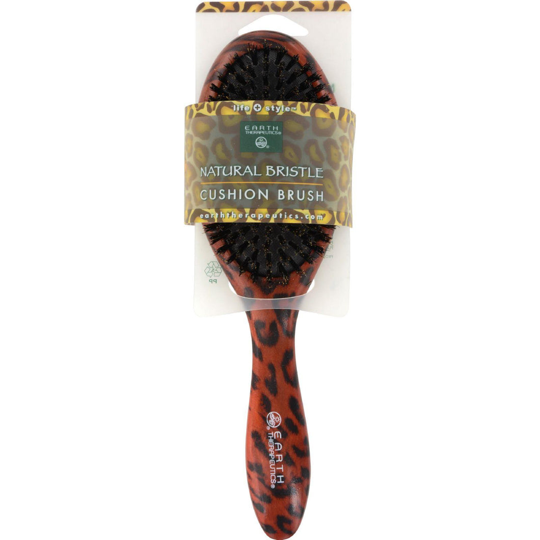 Earth Therapeutics Regular Natural Bristle Cushion Brush With Leopard Design - 1 Brush