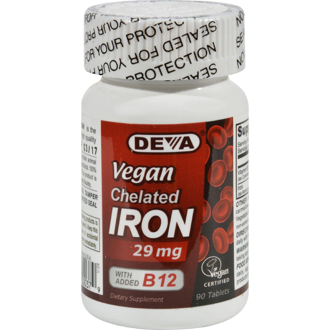 Deva Vegan Vitamins Chelated Iron - 29 Mg - 90 Tablets