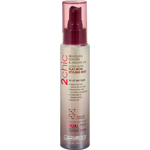 Giovanni 2chic Flat Iron Styling Mist With Brazilian Keratin And Argan Oil - 4 Fl Oz