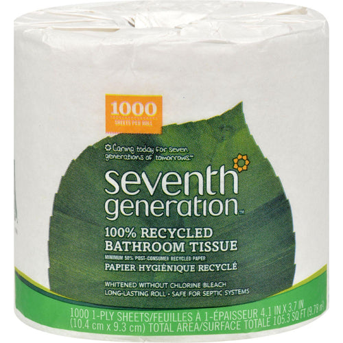 Seventh Generation Bathroom Tissue - 1 Ply 1000 Sheet Roll - Case Of 60