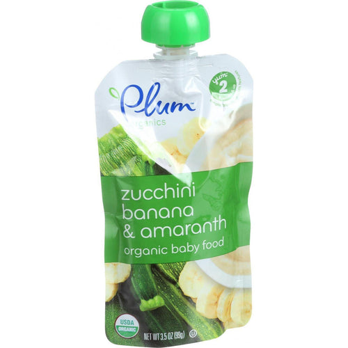 Plum Organics Baby Food - Organic - Zucchini Banana And Amaranth - Stage 2 - 6 Months And Up - 3.5 Oz - Case Of 6