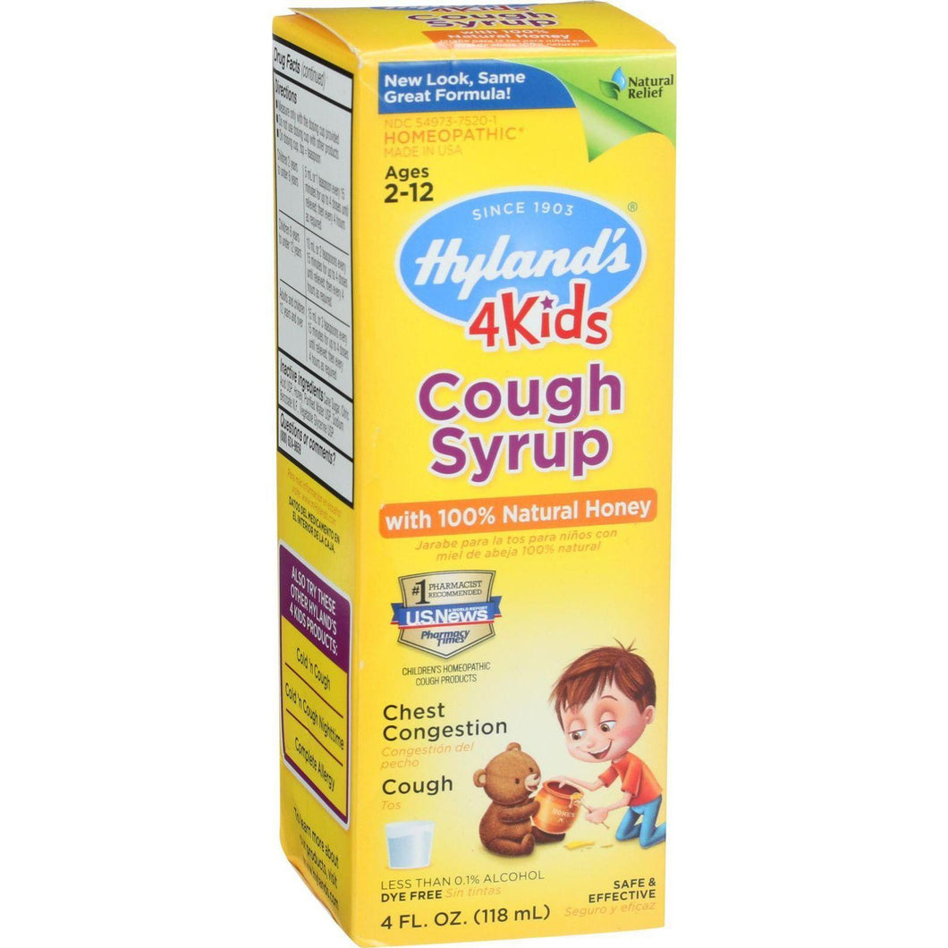 Hylands Homeopathic Cough Syrup - 100 Percent Natural Honey - 4 Kids - 4 Oz