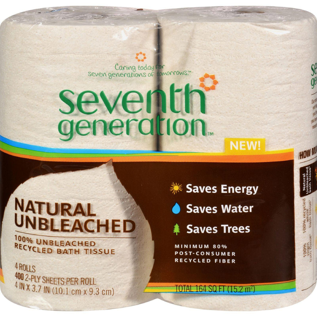 Seventh Generation Bathroom Tissue - 2 Ply Natural Unbleached - 4 Ct 400 Sheet Rolls - Case Of 12