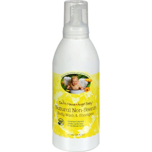 Earth Mama Angel Baby Shampoo And Body Wash - Organic Unscented - 34 Oz