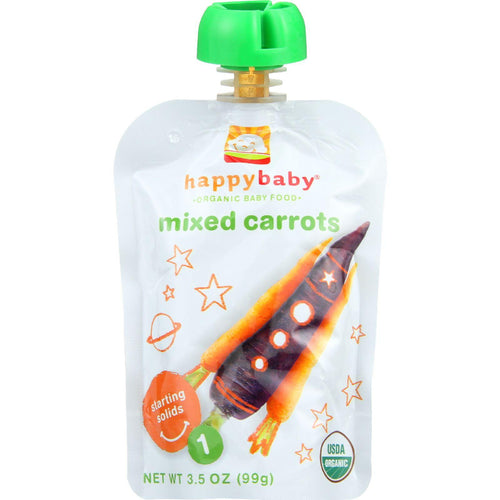 Happy Baby Baby Food - Organic - Starting Solids - Stage 1 - Carrots - 3.5 Oz - Case Of 16