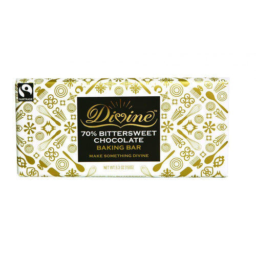 Divine Baking Bar - 70 Percent Bittersweet Chocolate - 5.3 Oz Bar - Case Of 12