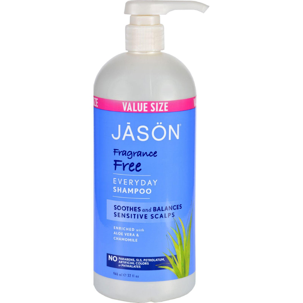 Jason Natural Products Shampoo For Sensitive Scalp - Fragrance Free - 32 Oz