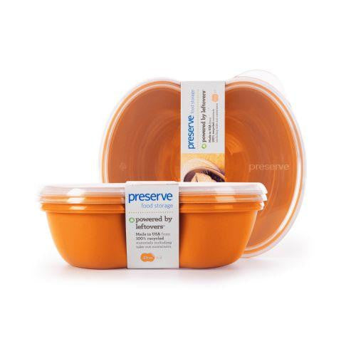 Preserve Small Square Food Storage Container - Orange- 2 Pack