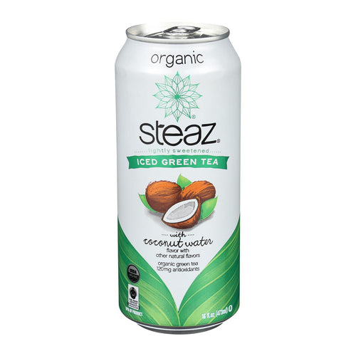 Steaz Lightly Sweetened Green Tea - Coconut Water - Case Of 12 - 16 Fl Oz.