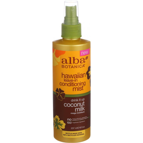 Alba Botanica Leave In Conditioning Mist - Hawaiian - Drink It Up Coconut Milk - 8 Oz