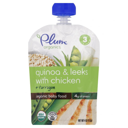 Plum Organics Baby Food - Organic - Quinoa And Leeks With Chicken And Tarragon - Stage 3 - 6 Months And Up - 4 Oz - Case Of 6