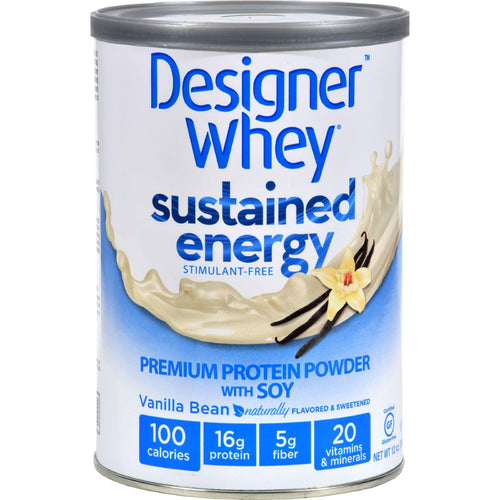 Designer Whey Protein Powder - Sustained Energy Vanilla Bean - 12 Oz