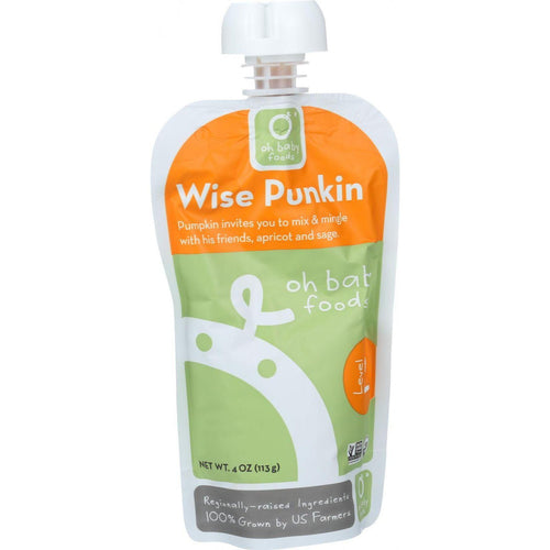 Oh Baby Foods Organic Baby Food - Textured Puree - Level 2 - Wise Punkin - 4 Oz - Case Of 6