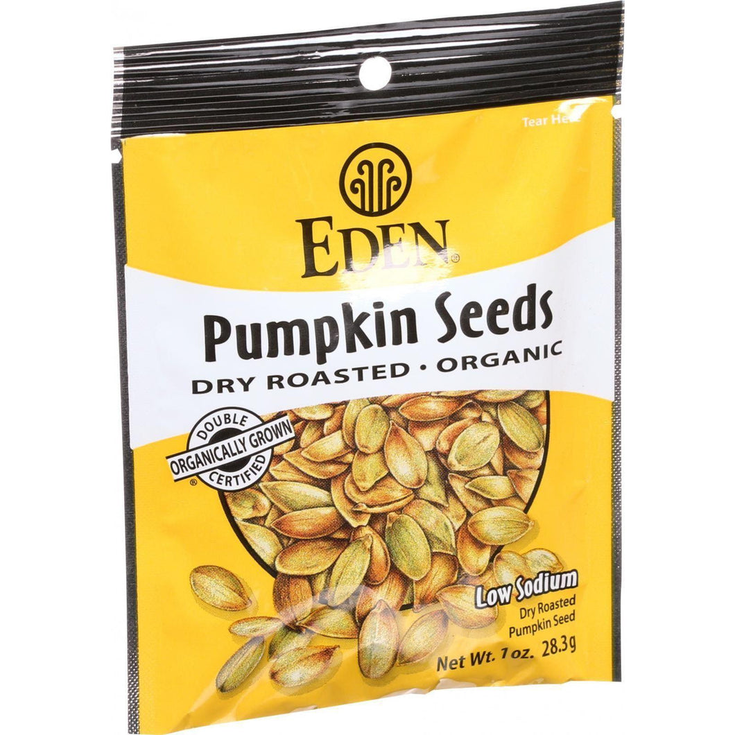 Eden Foods Organic Pocket Snacks - Pumpkin Seeds - Dry Roasted And Salted - 1 Oz - Case Of 12