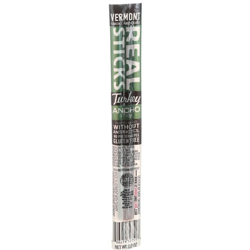 Vermont Smoke And Cure Realsticks - Turkey Ancho - 1 Oz - Case Of 24