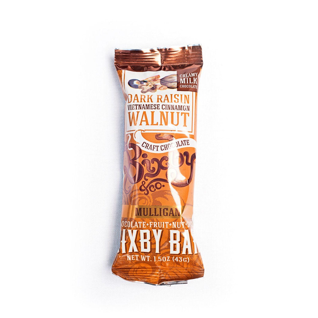 Bixby Bar - Mulligan - Milk Chocolate - Dark Raisin Vietnamese Cinnamon Walnut - 1.5 Oz Bars - Case Of 12