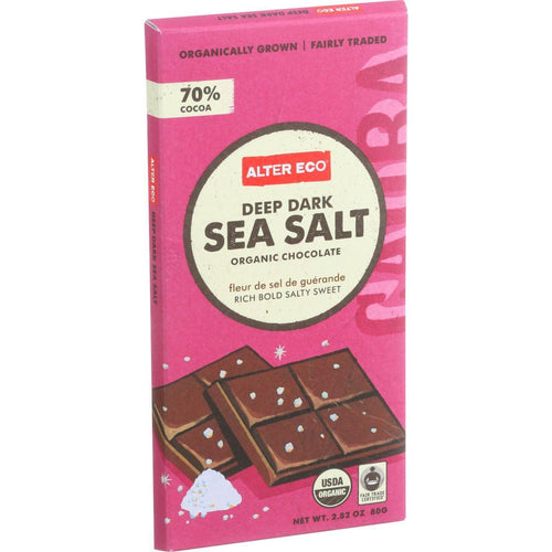 Alter Eco Americas Organic Chocolate Bar - Deep Dark Sea Salt - 2.82 Oz Bars - Case Of 12