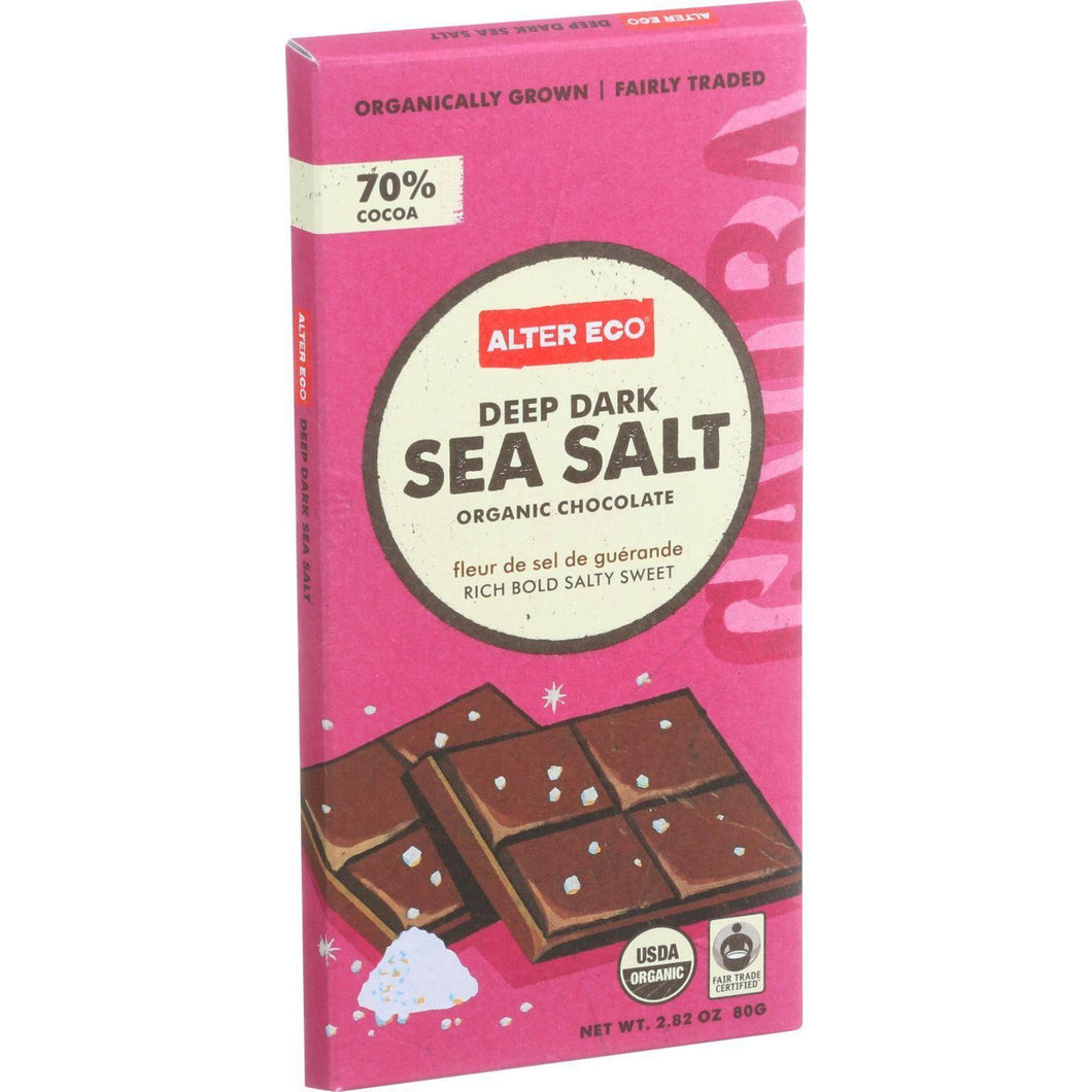 Alter Eco Americas Organic Chocolate Bar - Deep Dark Sea Salt - 2.82 Oz Bars - Case Of 12