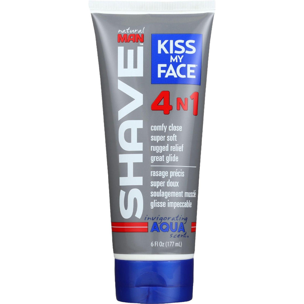 Kiss My Face Shave Cream - Natural Man - 4n1 Moisture - Invigorating Aqua Scent - 6 Oz - 1 Each