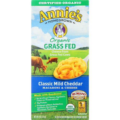 Annies Homegrown Macaroni And Cheese - Organic - Grass Fed - Classic Mild Cheddar - 6 Oz - Case Of 12