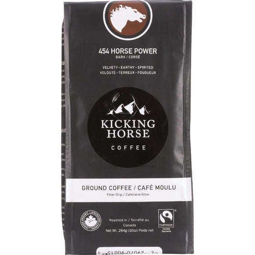 Kicking Horse Coffee - Organic - Ground - 454 Horse Power - Dark Roast - 10 Oz - Case Of 6