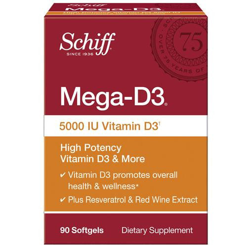 Schiff Vitamins Mega D3 - 5000 Iu - 90 Softgels